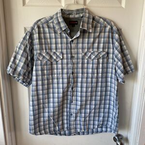 Wolverine Men’s Large Button Down Short Sleeve Checked Vented Fishing Outdoor